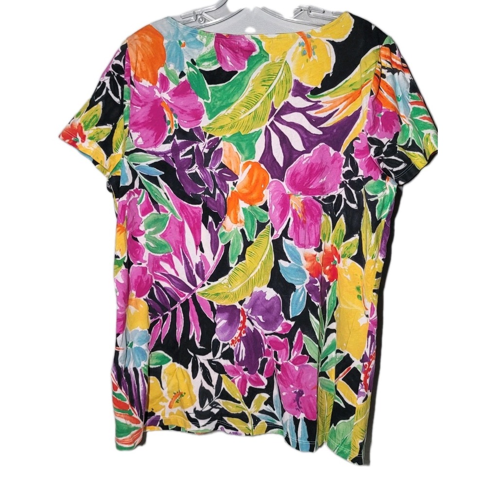 Lauren Ralph Lauren Womens Size Large Colorful Floral Top - Picture 2 of 6